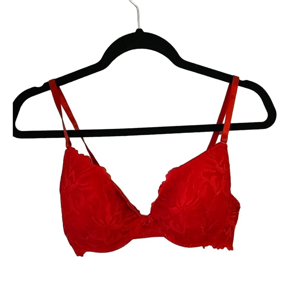 Daisy Fuentes Red Floral Full Coverage Adjustable Straps Underwire Bra Size 38C